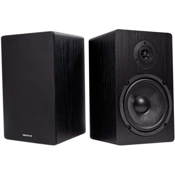 Rockville 2 RockShelf 64B 400w Black 6.5"" Home Theater Bookshelf Speakers